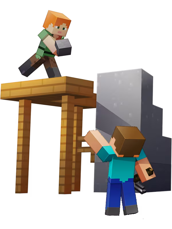Steve e Alex construindo